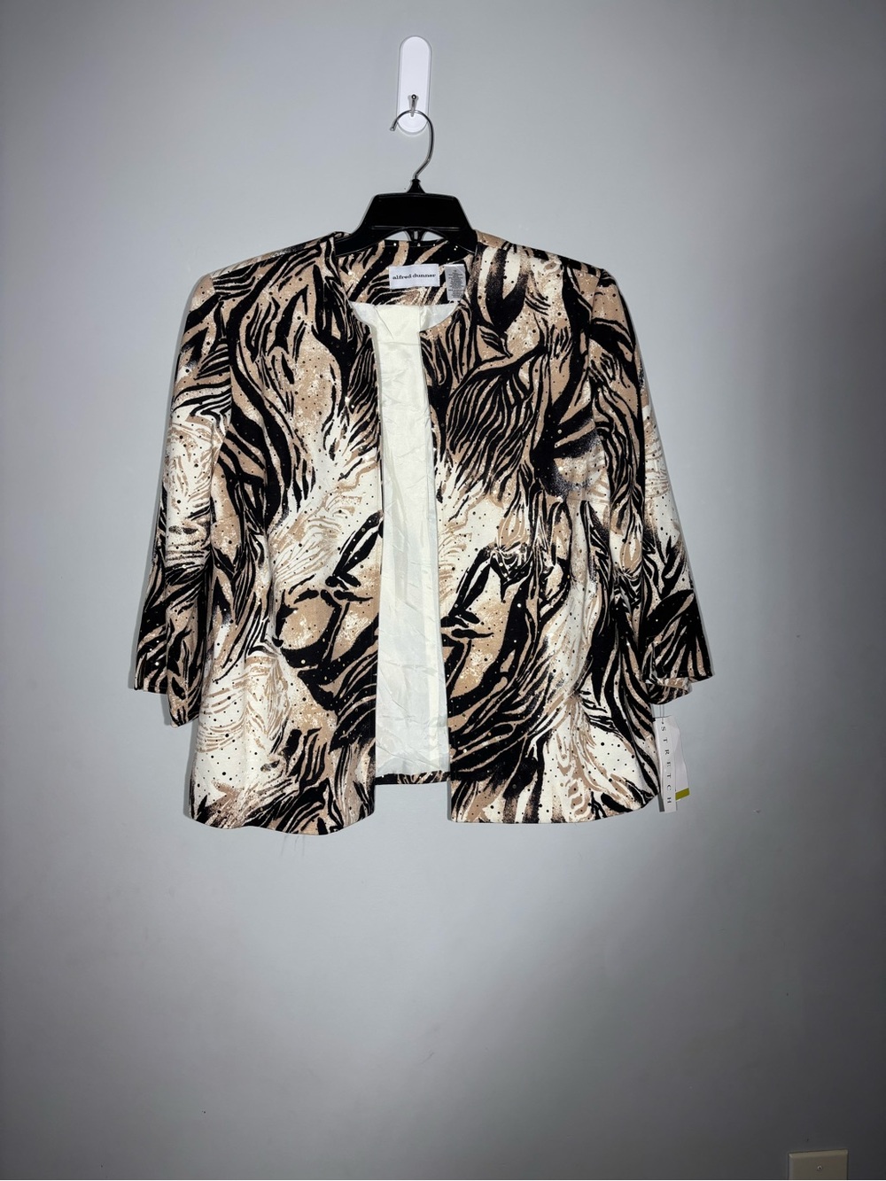 Alfred Dunner Women Animal Print Gold Metallic Jacket Blazer Sz 14 NEW NWT
